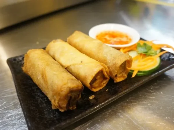 Chicken spring rolls (served w/ traditional sauce)
